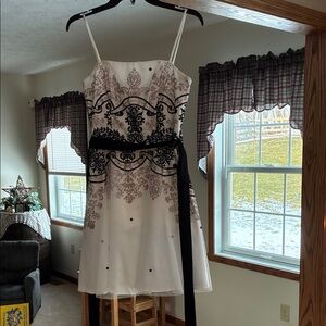 Masquerade White Dress with Black Embroidery